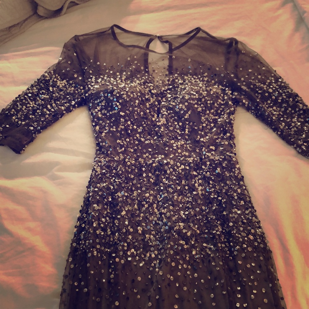 Adrianna Papell Sequin Gray evening gown